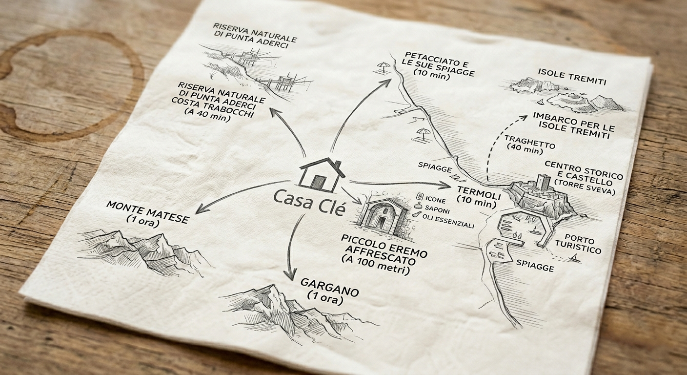 Mappa turistica illustrativa di Casa Clé